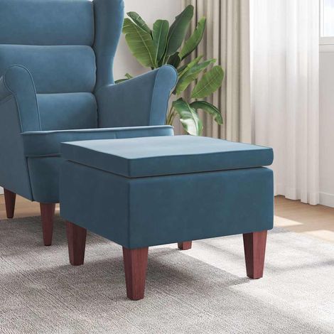 vidaXL Taburete con patas de madera terciopelo azul (1/5)