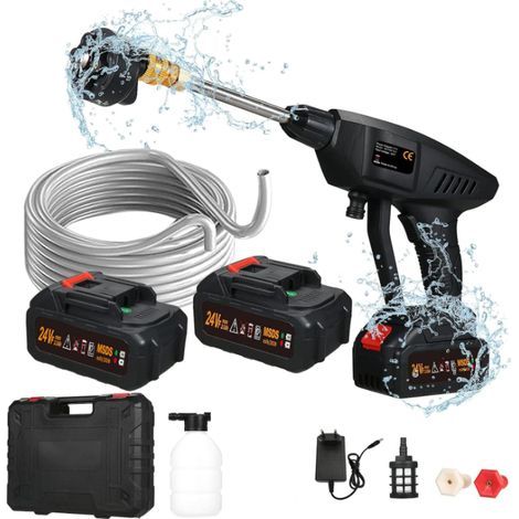Nettoyeur Haute Pression sur Batterie, Laveuse électrique sans Fil 6 en 1 Spray 60Bar 300W Machine à Laver Haute Puissance avec Batterie Rechargeable (1/5)