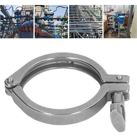 Collier de serrage sanitaire en acier inoxydable 304, raccord rapide, boucle de fixation pour tuyau d'eau épaissie, collier triple robuste à une seule broche en acier inoxydable 304 avec écrou papillo (1/5)