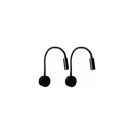 2er-Pack 3 W schwarze Wand-Leselampe, Aluminium-Schreibtischlampe mit flexibel verstellbarem Hals, augenschonendes LED-Nachtlicht mit Schalter