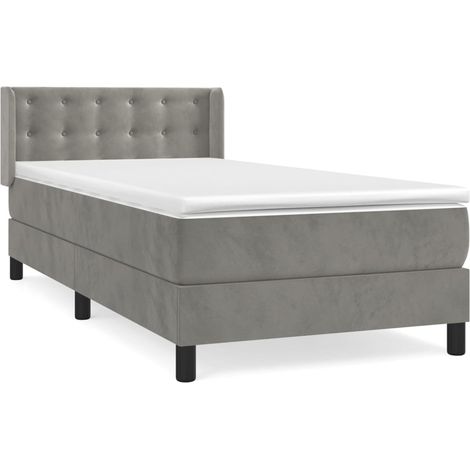 Maison Exclusive - Cama box spring con colchón terciopelo gris cl (1/5)