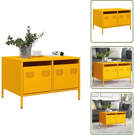 TV-Schrank Senfgelb 68x50x43,5 cm Kaltgewalzter Stahl - TV-Schrank - TV-Schränke - TV-Ständer - TV-Möbel (1/5)