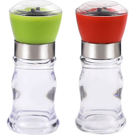 Moulin À Épices - Verre Transparent - Céramique Réglable - Hermetique Acier Inoxydable - Pour Cuisine Maison - 1 Pièce (1/5)