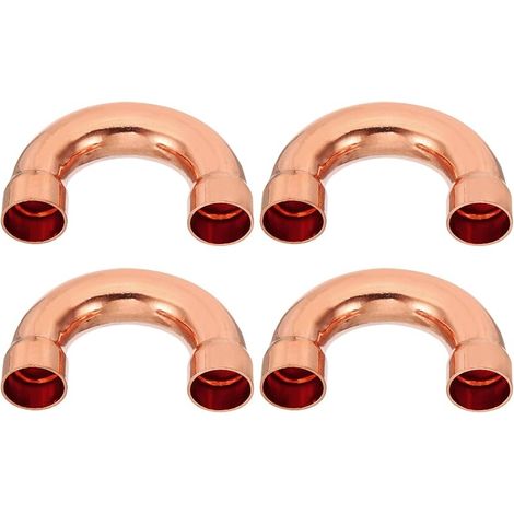 4pcs Raccord Coudé Cuivre pour Tuyaux Gaz, 19mm Raccord Tuyau d'Arrosage Durite Essence, Raccords Tuyauterie à Pression pour HVAC Climatisation Plomberie, Épaisseur 1mm - U Forme