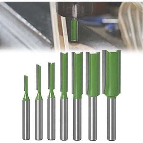 7-teiliges Set mit 6-mm-Schaft-Nutfräsern, Nutfräser für die Holzbearbeitung, Hartmetall-Holzbearbeitungswerkzeug, ein-/zweischneidiger Nutfräser