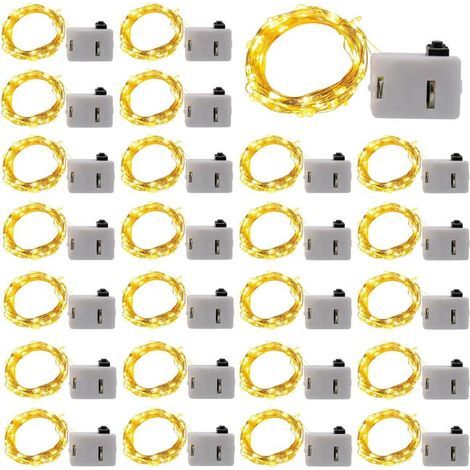 (Warmweiß) Packung mit 25 batteriebetriebenen Lichterketten: 2 m lange Miniatur-LED-Lichterkette aus Kupferdraht, ideal zur Weihnachtsdekoration. (1/5)