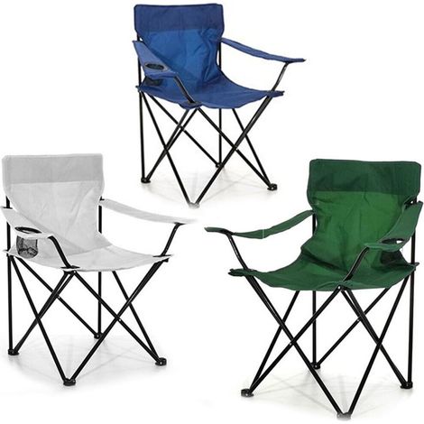 Sedia con porta bevande richiudibile da relax per mare spiaggia piscina campeggio con tessuto grigio verde blu - colorigenerali: grigio chiaro (1/5)