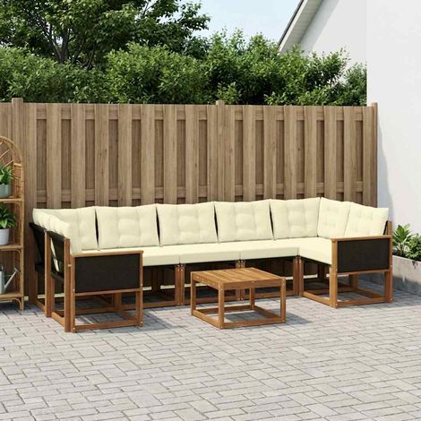 vidaXL Outdoor-Sofagarnitur mit Kissen 8 pcs Natur und Creme (1/5)