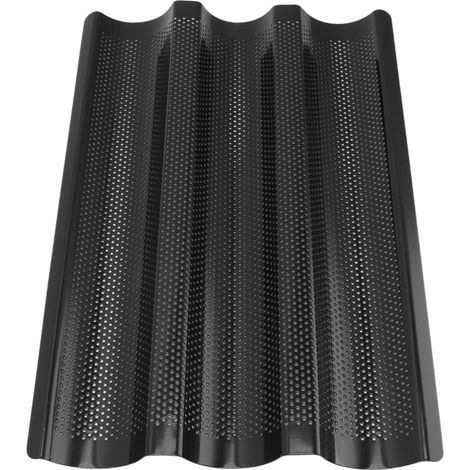 Moule à baguettes en acier inoxydable en forme de U, à cuisson uniforme et perforé, idéal pour la préparation de baguettes maison. (1/5)
