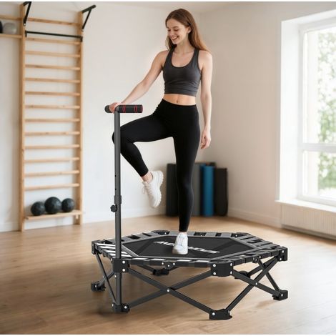 Trampolino fitness pieghevole 104x104x114 cm in acciaio e plastica nero – MEUBLIV (1/5)