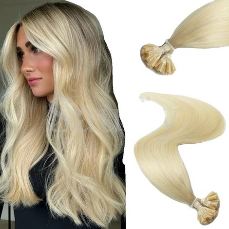 Extensiones de cabello, diseño de punta de uña, textura suave, 60, 50 mechones, 20 pulgadas (50 cm), 30 g (1/2)