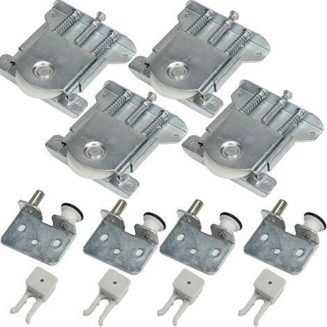 Schiebetürrolle für Kleiderschränke, Schiebetürrolle für Schränke, Schiebetür-Set für Kleiderschränke und Vitrinen, Ersatz-Türrolle, Tragfähigkeit 30 kg (4 Sets Kleiderschrankrollen) (1/5)