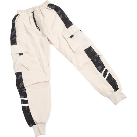 Pantalon cargo homme à cordon de serrage élastique, coupe ample, poches latérales, ourlet fuselé, idéal pour le sport, l'école ou les clubs, kaki, taille XL (1/5)