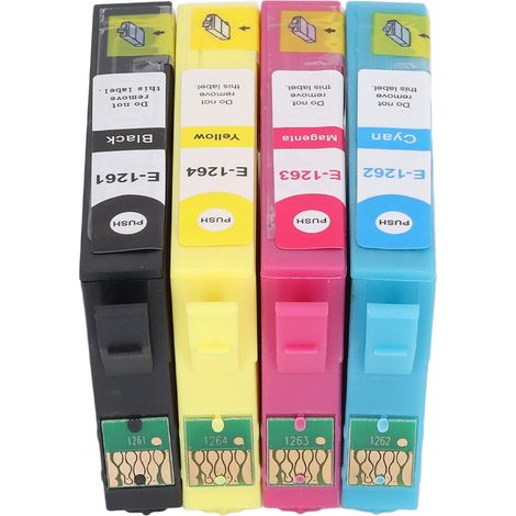 Pack de 4 cartouches d'encre PP T1261 T1262 T1263 T1264 de remplacement pour imprimante (1/5)