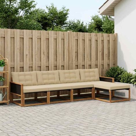 vidaXL Outdoor-Sofagarnitur mit Kissen 5 pcs Natur und Beige (1/5)