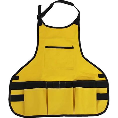 Delantal de jardín ajustable con bolsillos，de tela Oxford gruesa，resistente al agua y al desgaste，para jardín doméstico，color amarillo