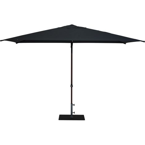 Ombrellone da Giardino 3x2 m Palo Ø38 mm in Alluminio Effetto Legno Tessuto Poliestere Trend Wood Antracite (1/5)