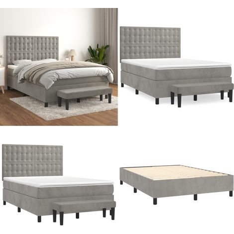 Boxspringbett mit Matratze Hellgrau 140x200 cm Samt - Samtbett - Boxspringbett - Doppelbett - Schlafzimmermöbel - Luxusbett - Home & Living (1/5)