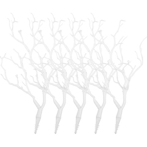 Lot de 5 Fausses Branches Décoratives Blanches en Plastique, Branches D'arbres Artificielles Résistantes la Décoloration, Décoration Intérieure et Événementielle, Accessoire (1/5)