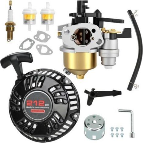 GX160 Rückstoßstarter und Vergaserbaugruppe passend für Predator 212cc 196cc 6,5 PS Motor GX200 GX120 Coleman CT200U BT200X Mini Bike KT196 Go Kart Generator Rasenmäherteile (1/5)