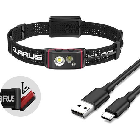 Lampe frontale de trail ultra fine et légère avec lumière rouge, double interrupteur, 105 heures, LED étanche IPX6 pour la course, le camping, la randonnée, la chasse (1/5)