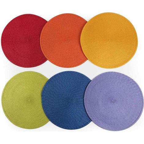 Rundes 6er-Set Platzsets, Polypropylen, mehrfarbig, Durchmesser 36 cm - Rundes 6er-Set Platzsets, Polypropylen, mehrfarbig, Durchmesser 36 cm (1/5)