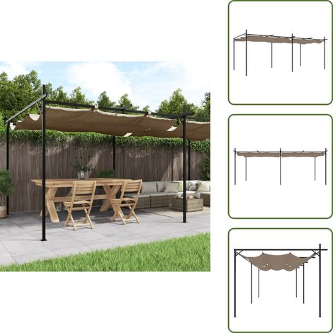The Living Store Pergola mit Schiebedach Taupe 589x292x230 cm - Schiebedach (1/5)