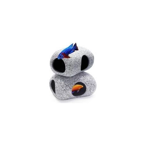 Cachette pour aquarium, grotte rocheuse pour reproduction d’animaux aquatiques, lot de 2 pièces (1/4)