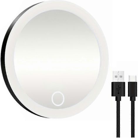 Miroir amplificateur portable rechargeable avec éclairage LED 3 couleurs, base à ventouse, intensité réglable, idéal pour les voyages et le maquillage (hommes et femmes). (1/4)