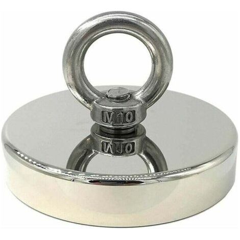 BUNTHAUS Hebemagnet, Superstarker Neodym-Magnet 300kg Ideal zum Magnetfischen Ø 90mm mit Neodym-Metallschlaufe (1/5)