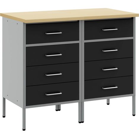 Placard de travail 2 pcs Noir et gris 100 x 55 x 85 cm (1/5)