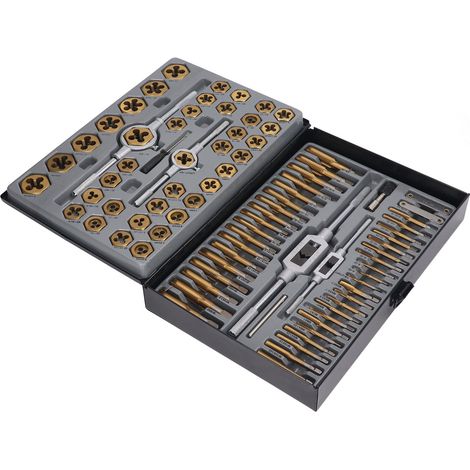 Jeu de 86 tarauds et filières en carbure plaqué titane, outil essentiel pour le filetage et le retaraudage (1/5)