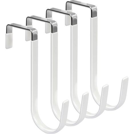 Lot de 4 crochets de porte avec revêtement en caoutchouc pour éviter les rayures dans le salon, la salle de bain, la chambre et la cuisine