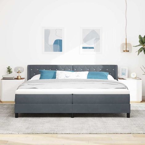 Cama tipo Box Spring Manual Gris oscuro 200 x 200 cm Terciopelo (1/5)