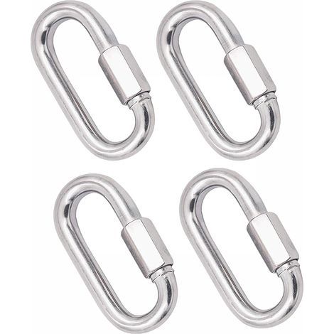 Juego de 4 mosquetones de acero inoxidable de alta resistencia, hebilla de llavero con cierre de rosca M8 304 para el hogar, camping, escalada, senderismo y viajes, capacidad de 500 kg. (1/5)