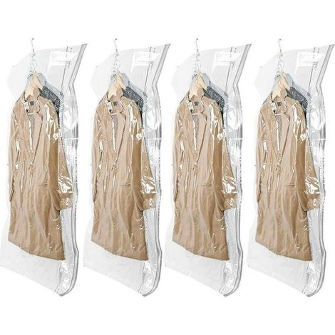 Lot de 4 sacs sous vide 105 x 70 cm pour costumes, manteaux et vestes, rangement gain de place, organisateur de penderie (1/4)