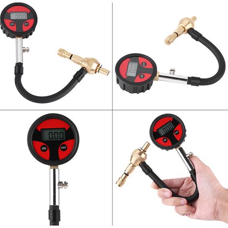 Manomètre numérique LCD avec noyau de pneu pour voiture, moto, vélo et camion (1/5)