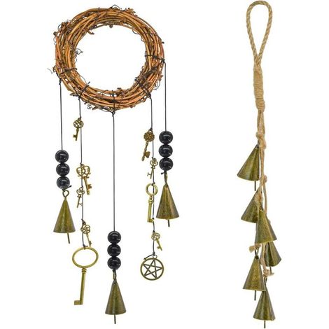 Carillon éolien cloches de sorcière pour la protection des poignées de porte, décoration de maison de sorcière, crochet de porte (1/4)