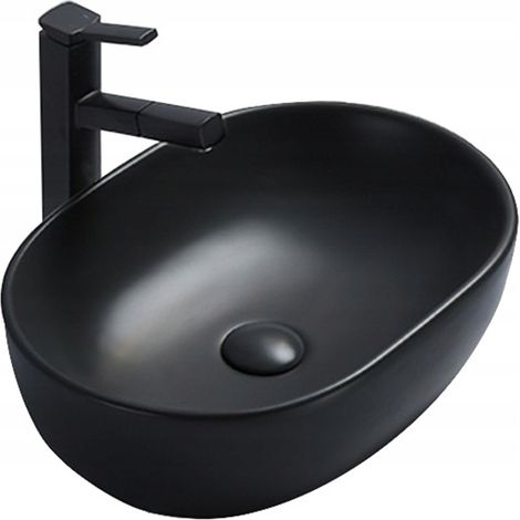Aufsatzwaschbecken Keramik matt schwarz 48x35x14 cm (1/3)