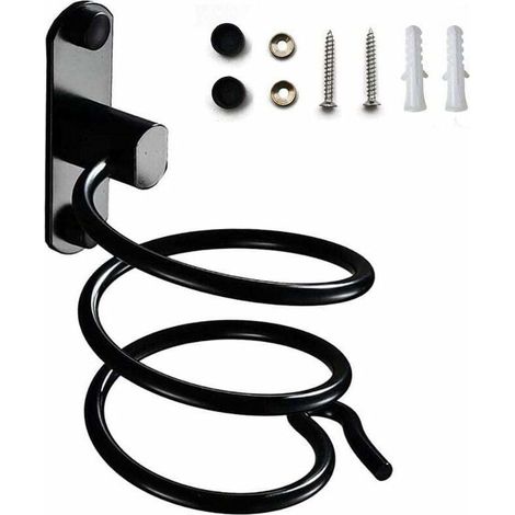 Hair Dryer Holder, Wall-Mounted Hair Dryer Holder, Hair Dryer Holder with Plug-in Holder, for Hotel, Bathroom, Restroom, Hair Salon (1/4)