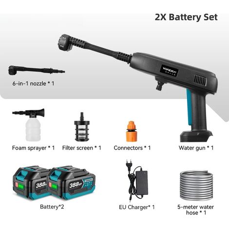 6IN1 Hochdruck Elektrische Wasser Spritzpistole Auto Garten Waschmaschine Werkzeug Mit 22L Faltbare Wasser Eimer Für Makita Batterie pin(Mit 2 Akkus, ohne Eimer)