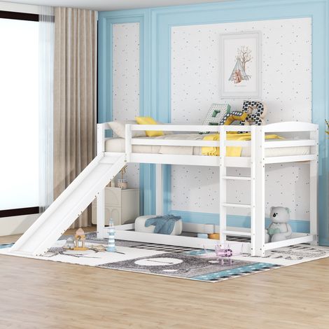 Cama litera con tobogán de pino 90x200 OKMYHOME (1/5)