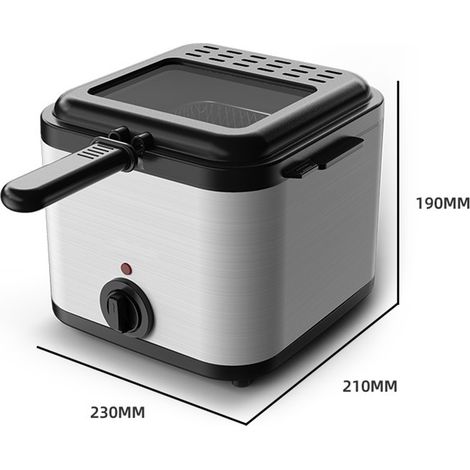 Friteuse électrique multifonctionnelle en acier inoxydable 1000 W CA avec panier, prise UE 220 V/230 V (1/5)