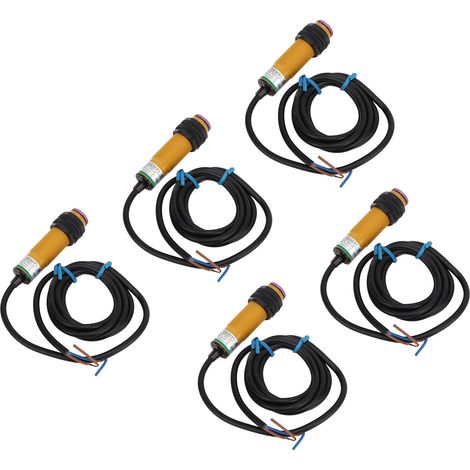 Lot de 5 interrupteurs photoélectriques infrarouges normalement ouverts, portée de détection de 10 à 30 cm, indice de protection IP65, capteur photoélectrique 90-250 V CA (1/5)