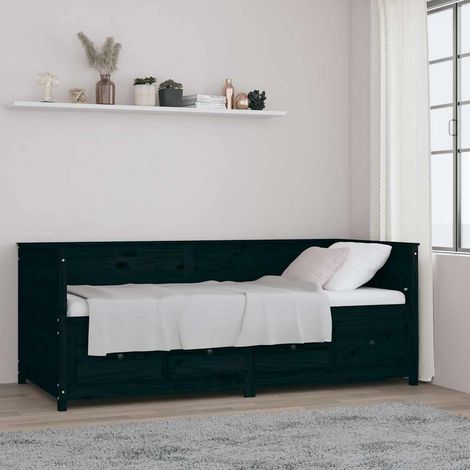 vidaXL Sofá cama madera maciza de pino negro 90x200 cm (1/5)