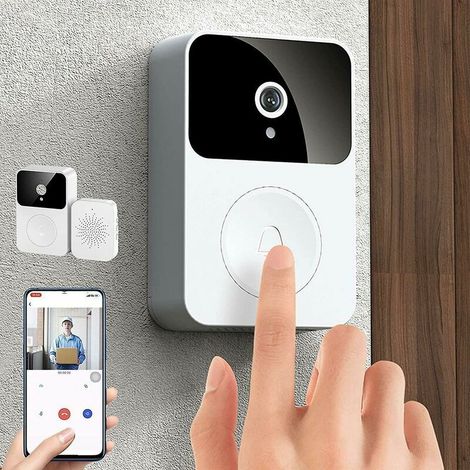 Intelligente Video-Türsprechanlage für Zuhause, smarte, kabellose Video-Türklingel mit Fernbedienung, hochauflösende Nachtsicht, WLAN-Ladefunktion, Diebstahlsicherung, Zwei-Wege-Kommunikation (1/5)