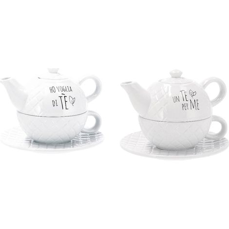 1 Pezzo Teiera con Tazza in Ceramica Bianco 2 Decori Disponibili (1/2)