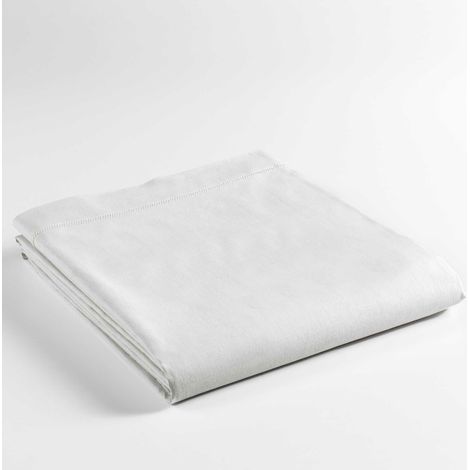 Drap plat 1 personne 180 x 290 cm uni 57 fils lina + point bourdon Blanche