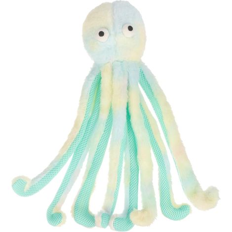 Jouet en Peluche pour bébé Pieuvre pour Chiot/Chien Adulte, avec couineur/Papier bruissant, env. 15 x 9 cm, Polyester, Bleu/Turquoise/Vert (1/2)
