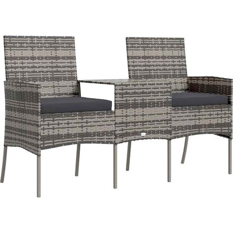 Maison Exclusive - Divano da Giardino 2 Posti con Tavolino in Polyrattan Antracite (1/5)